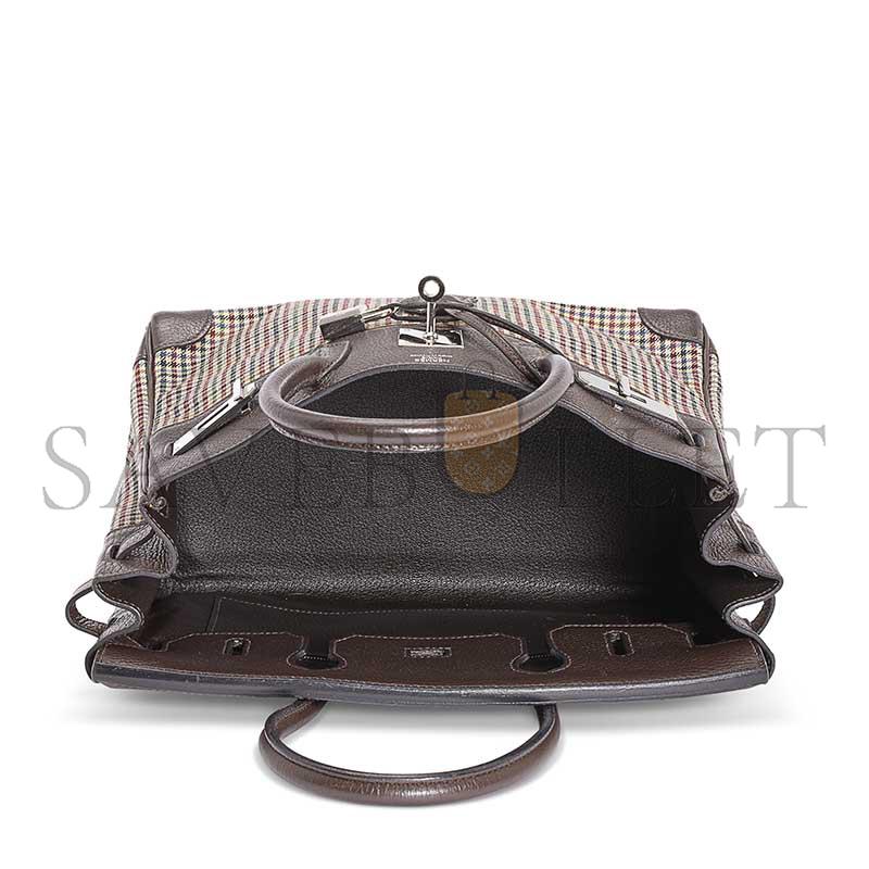 H**mes MASTER BIRKIN 30 TOGO AND PLAID WOOL PALLADIUM HARDWARE (30*23*15cm)